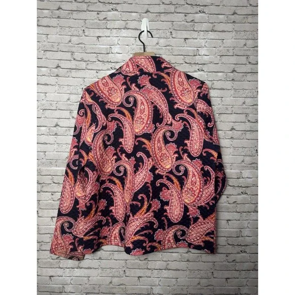 Onque Casual Women's Paisley Floral Full Zip Jacket - Size L - Picture 4 of 5